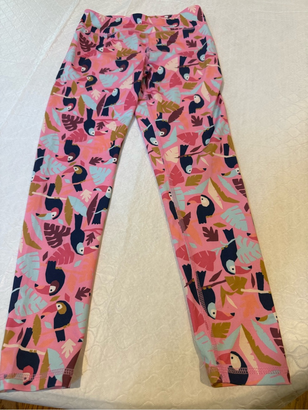 Girls Amazon Essentials Pink Toucan Print Leggings NWOT